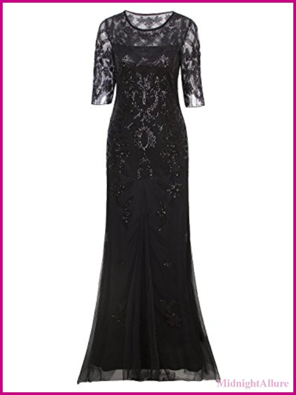 Vintage Flapper Sequin Long Prom Evening Gown